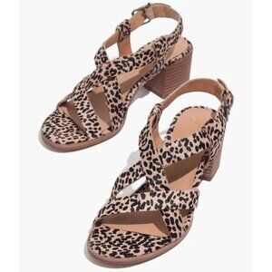 Madewell Alyssa Cheetah Leopard Print Fur Calf Hair Sandals Size 9.5 Shoes Heels
